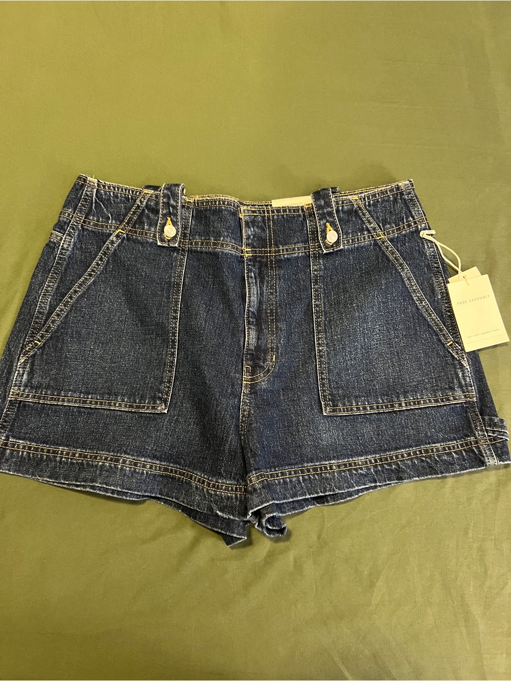 Women’s High Rise Dark Blue Denim Utility Shorts Size 12